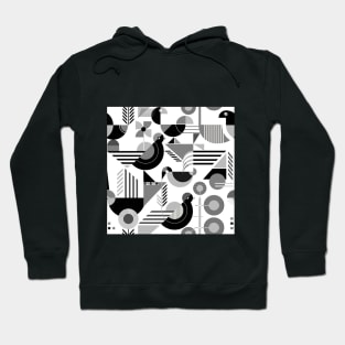 Bauhaus style birds monochrome pattern Hoodie